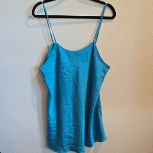 Jovannie Teal Blue Satin Sleeveless Slip Dress - Size 1X